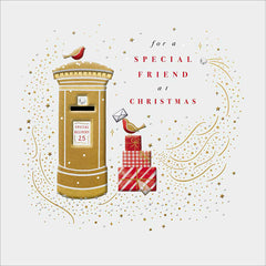Woodmansterne Rabbit by Postbox Special Friend Christmas Card image 0