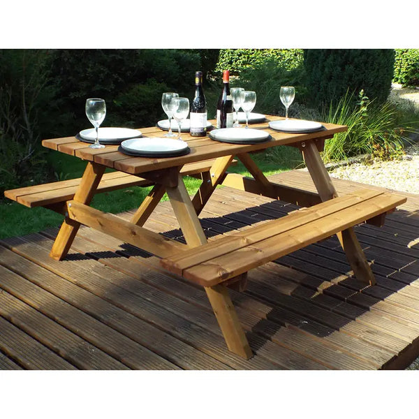 Charles Taylor Six Seater Rectangular Wooden Picnic Table (Requires Assembly) image 5