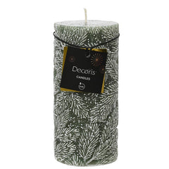 Decoris Snow Leaf Pillar Candle - Rosemary Green image 0