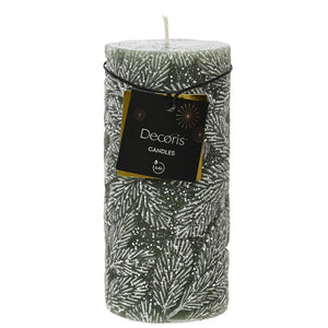 Decoris Snow Leaf Pillar Candle - Rosemary Green image 0
