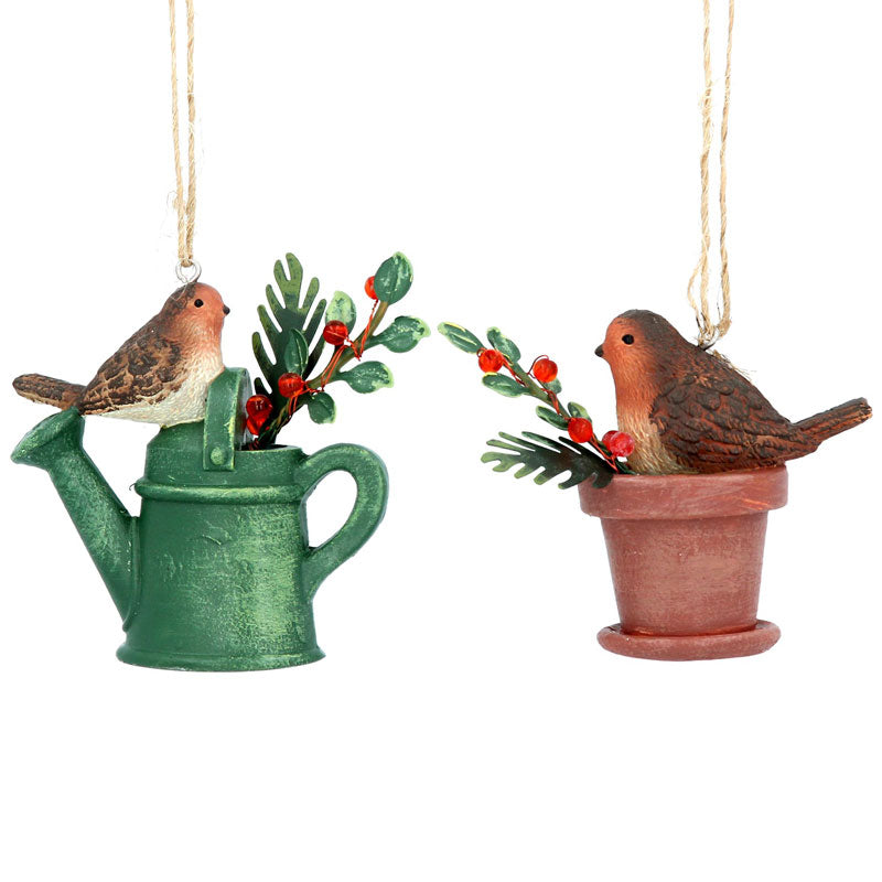 Gisela Graham Resin Robin on Watering Can or Flower Pot (Assorted Designs) image 0