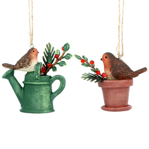 Gisela Graham Resin Robin on Watering Can or Flower Pot (Assorted Designs) image 0