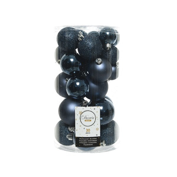 Decoris Shatterproof Baubles in Night Blue (Pack of 30) image 0