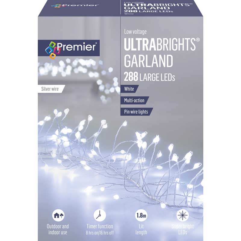 Premier 288 Multi-Action LED ULTRABRIGHTS GARLAND with Timer - White image 0
