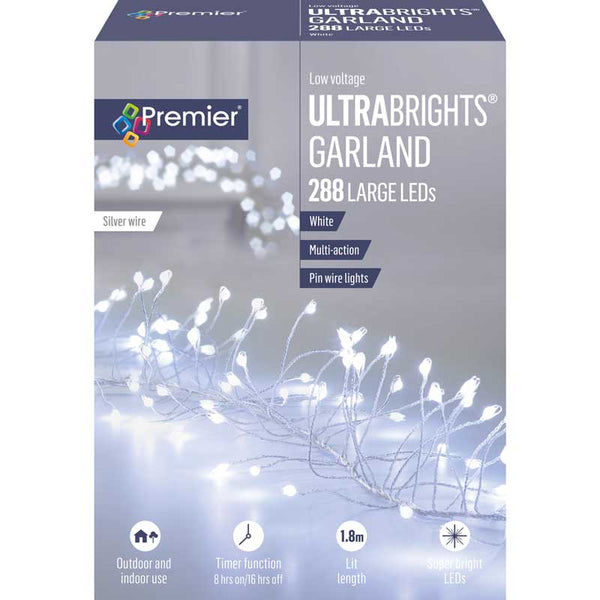 Premier 288 Multi-Action LED ULTRABRIGHTS GARLAND with Timer - White image 1