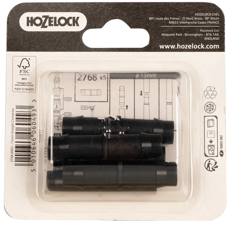 Hozelock Straight Connector 13mm (Pack of 5) image 0