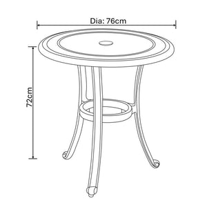 Hartman Capri Metal Bistro Set in Bronze with Amber Cushions image 7