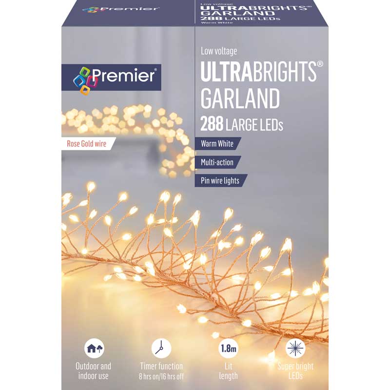 Premier 288 Multi-Action LED ULTRABRIGHTS GARLAND with Timer - Warm White image 0