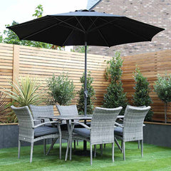 Supremo Iris 6 Seat Rectangular Dining Set with Parasol &amp; Base image 0