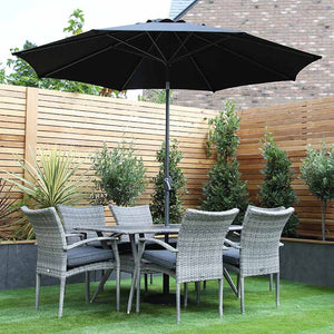 Supremo Iris 6 Seat Rectangular Dining Set with Parasol &amp; Base image 0
