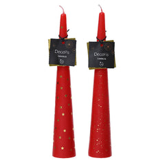 Decoris Unscented Red Cone Candle (Assorted Designs) image 0