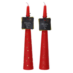 Decoris Unscented Red Cone Candle (Assorted Designs) image 0