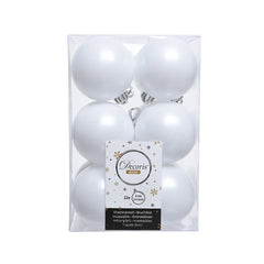 Decoris Shatterproof Baubles in Winter White (Pack of 12) image 0