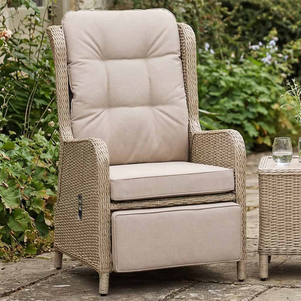 Bramblecrest Chedworth Deluxe 2 Seat Recliner Set in Sandstone Rattan with Integrated Footrests image 2