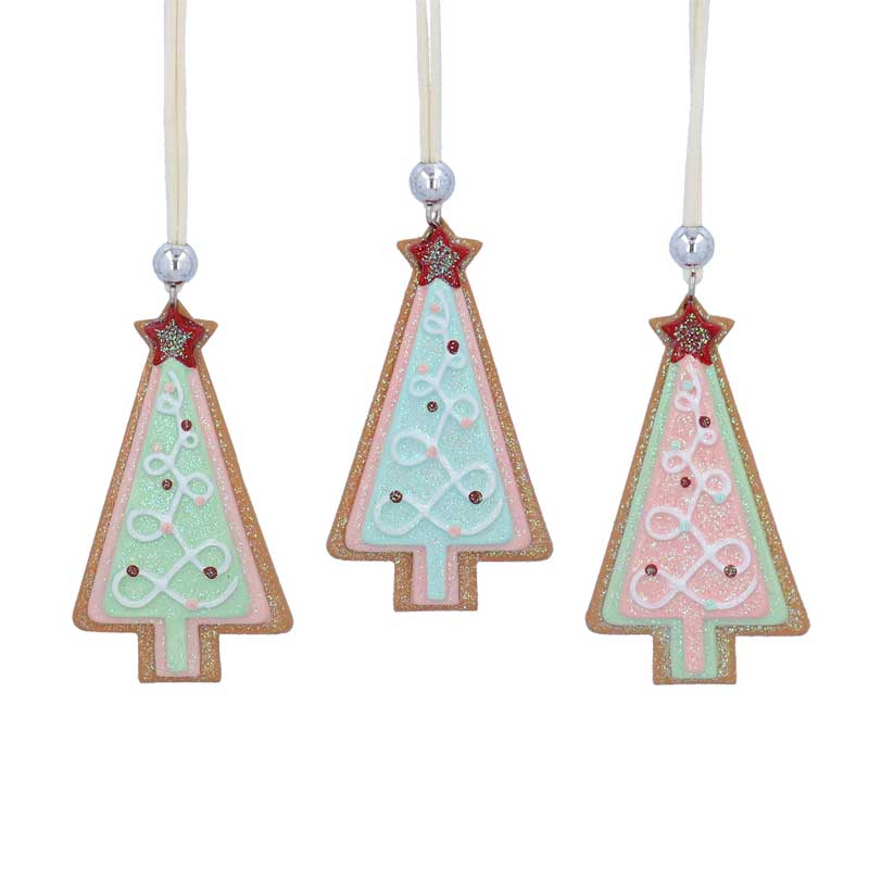 Gisela Graham Resin Gingerbread Tree with Pastel Icing (Assorted Designs) image 0