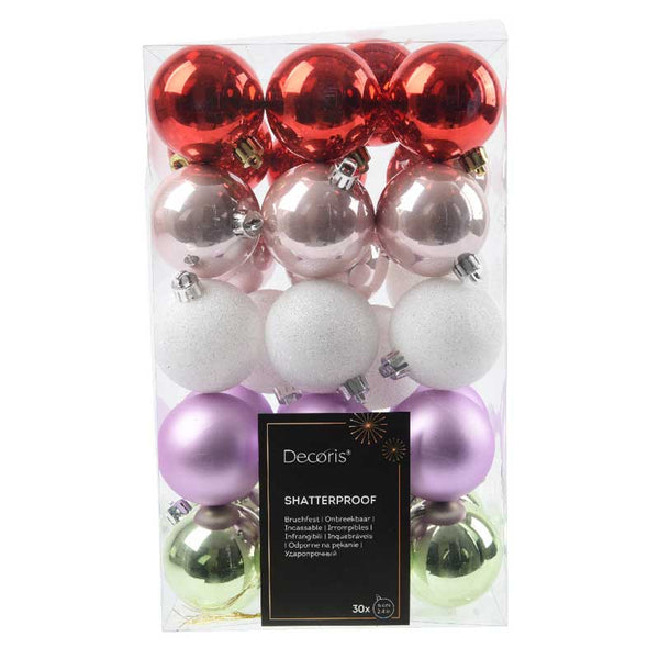 Decoris Shatterproof Multi-colour Baubles (Pack of 30) image 0
