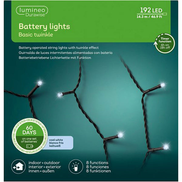 Lumineo 192 Durawise Twinkle LED Battery Lights - Cool White image 1
