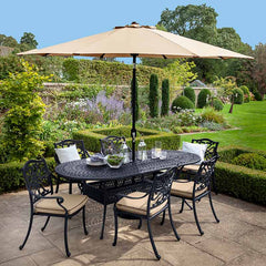 Hartman Capri 6 Seat Outdoor Dining Set in Bronze with Oval Table, Parasol & Base image 0