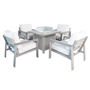 Supremo Melbury 4 Seat Square Firepit Dining Set in Taupe image 3
