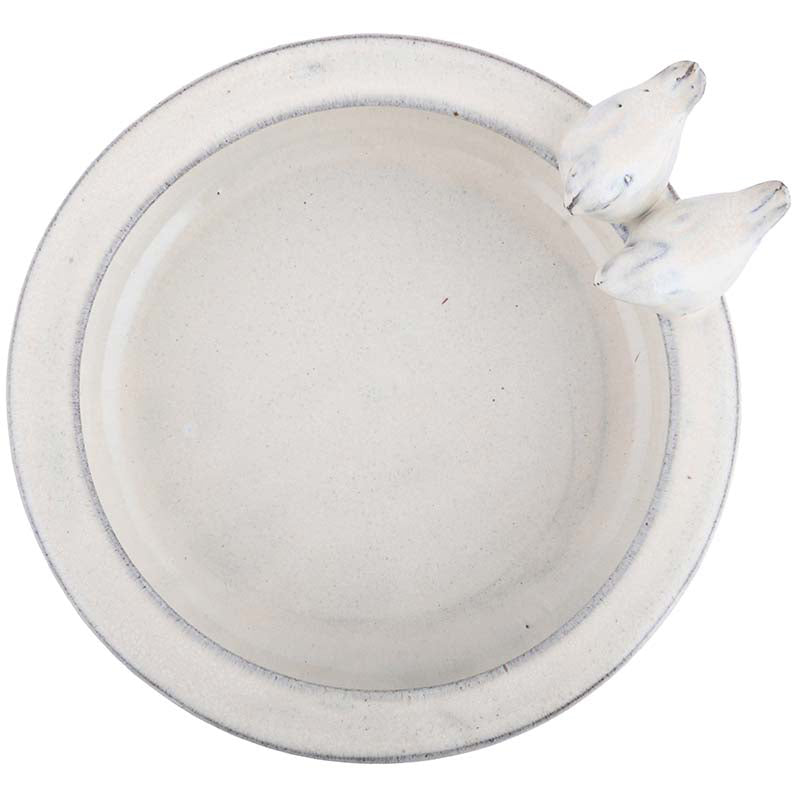 Fallen Fruits Ceramic Bird Bath on Pedestal Cream image 0