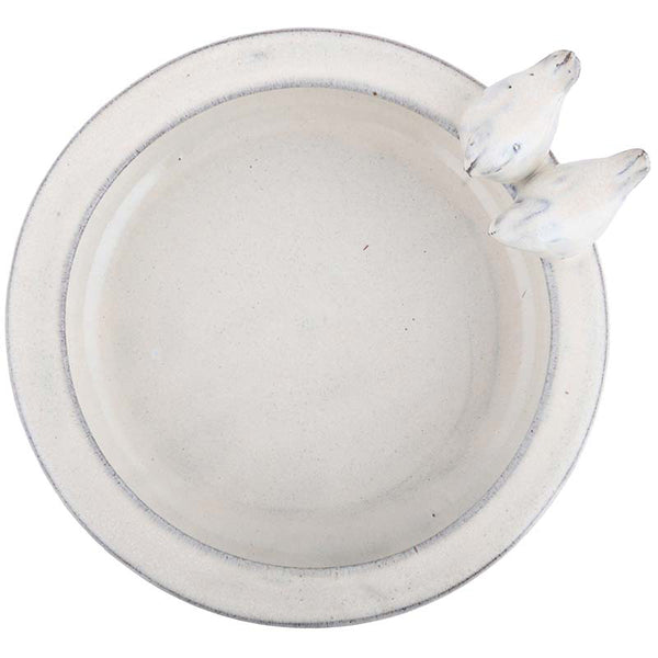 Fallen Fruits Ceramic Bird Bath on Pedestal Cream image 1