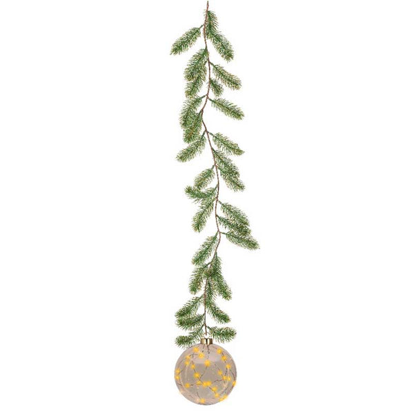 Lumineo Micro LED Hanging Amber Ball with Faux Foliage image 1
