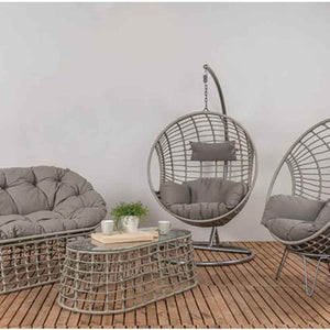 London Single Open Weave Hanging Egg Chair Cocoon in Grey image 1