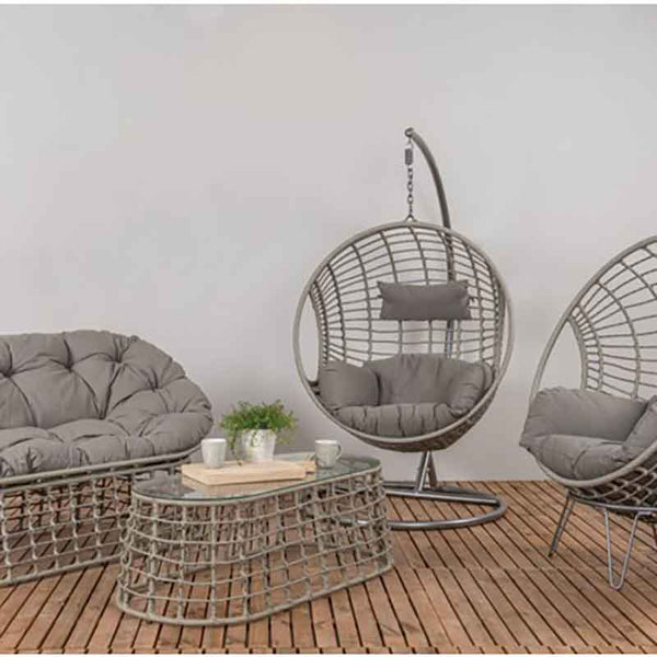 London Single Open Weave Hanging Egg Chair Cocoon in Grey image 1