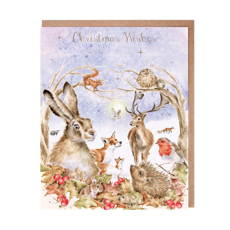 Wrendale Designs Notecard Pack - Walking In A Winter Woodland (Pack of 8) image 0