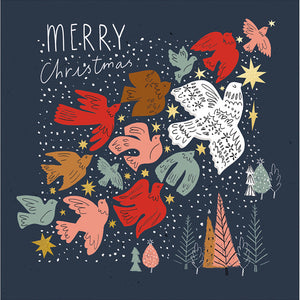 Woodmansterne Birds Flying Through Christmas Card image 0
