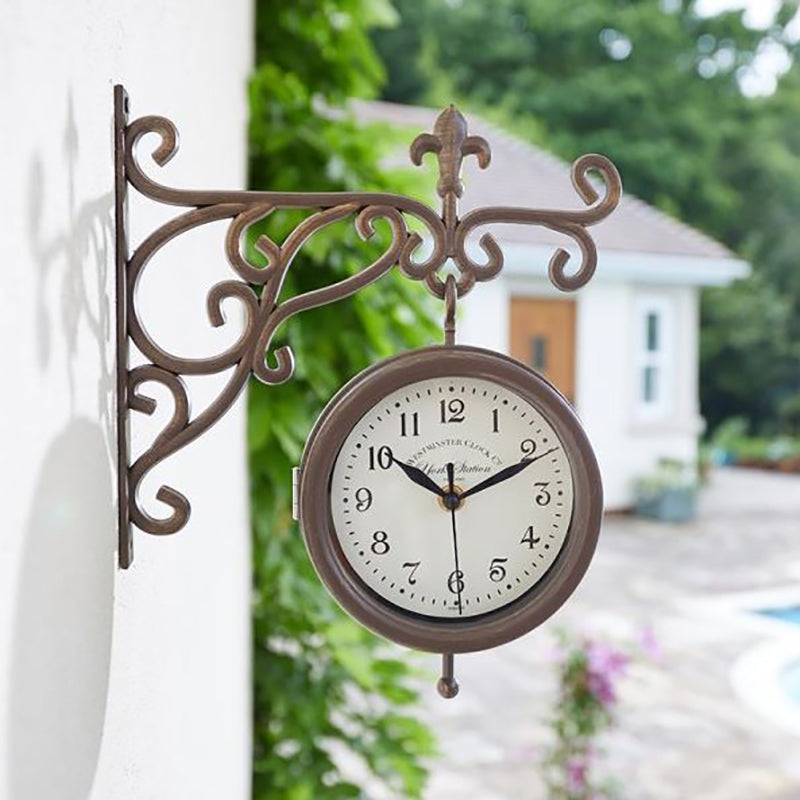Outside In Double Sided York Station Clock & Thermometer image 0