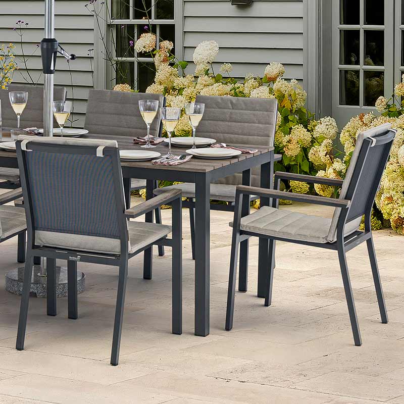 Bramblecrest Zurich 8 Seat Rectangular Dining Set with Parasol &amp; Base image 0