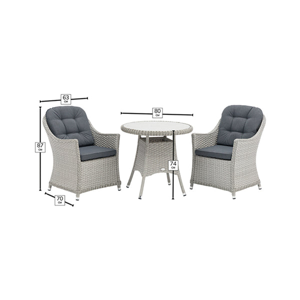 Bramblecrest Wentworth Bistro Set in Pewter Rattan image 4