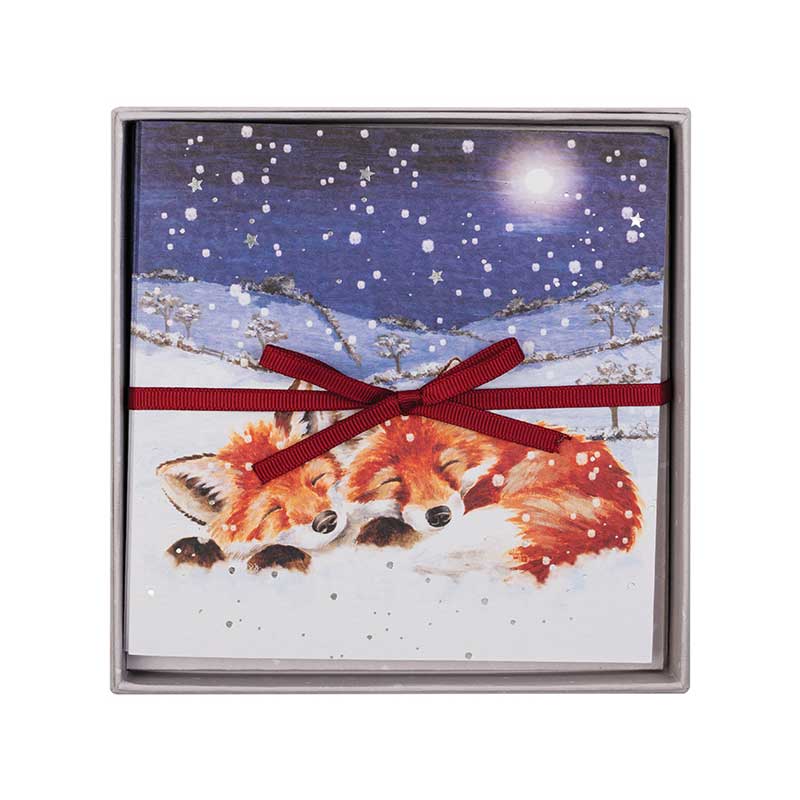 Wrendale Designs Luxury Boxed Cards - Foxes In The Snow (Pack of 8) image 0