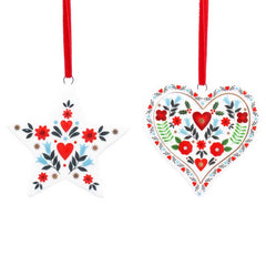 Gisela Graham Alpine Ceramic Star OR Heart (Assorted Designs) image 0