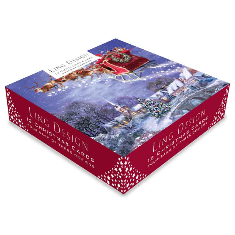 Ling Design Large Deluxe Cards - The Jolly Santa's (Pack of 12) image 0