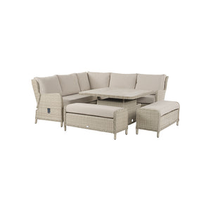 Bramblecrest Chedworth Reclining Corner Sofa with Square Dual Height Table &amp; 2 Benches in Sandstone Rattan image 5