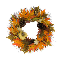 Floralsilk Autumn Maple Pumpkin Wreath image 0