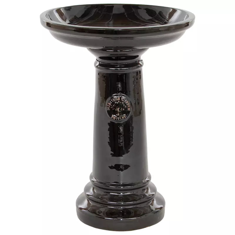 Woodlodge Heritage Glazed Bird Bath 43cm Black image 0