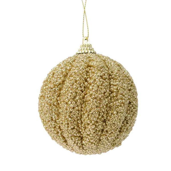 Decoris Foam Bauble with Glitter Beads in Light Gold image 0
