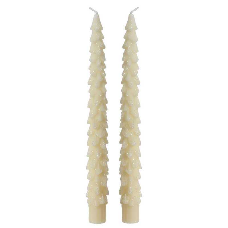 Decoris White Tree Dinner Candles (Pack of 2) image 0