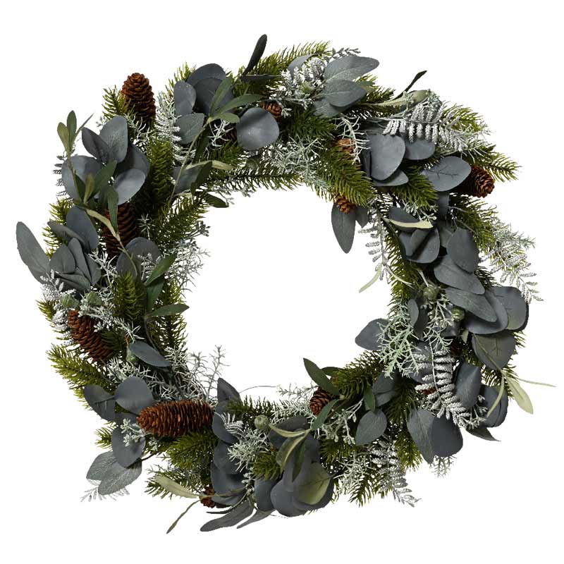 Everlands Silver Leaf &amp; Pinecone Wreath image 0