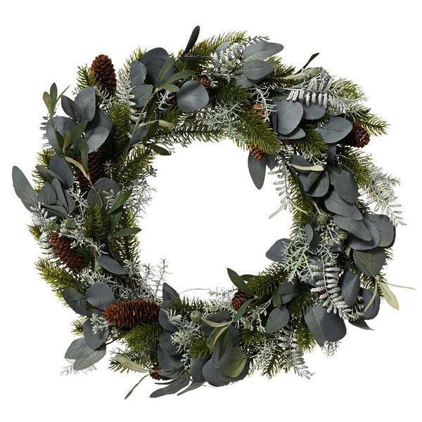 Everlands Silver Leaf &amp; Pinecone Wreath image 1