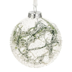 Weiste Transparent Glass Bauble with Green Leaves image 0