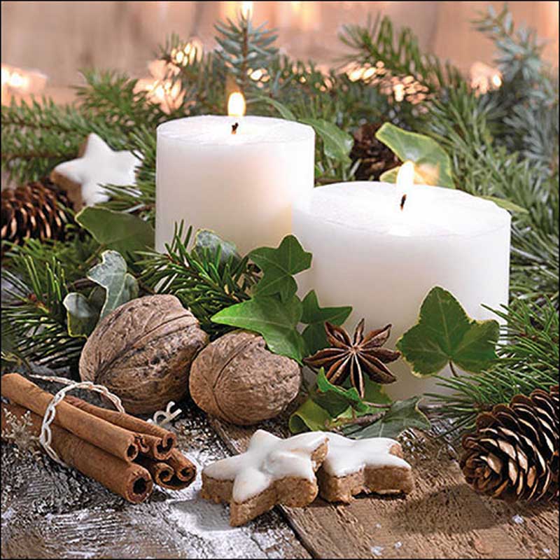 Ambiente Paper Napkins - White Candles (Pack of 20) image 0