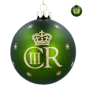 Gisela Graham King Charles III Glass Bauble - Green image 0