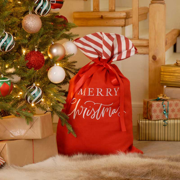 Festive Merry Christmas Red & White Sack image 1