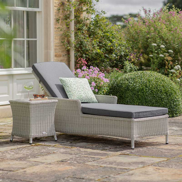 Bramblecrest Monterey Dove Grey Rattan Sun Lounger with Side Table image 1