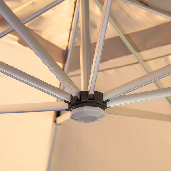 Bramblecrest Worcester 4 x 3m Rectangular Cantilever Parasol in Sand with LED, Granite Base & Cover image 2