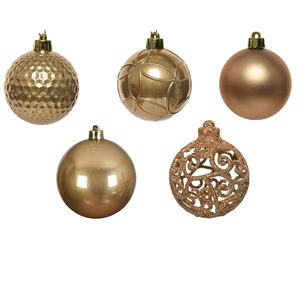 Decoris Shatterproof Baubles in Camel Brown (Pack of 37) image 0